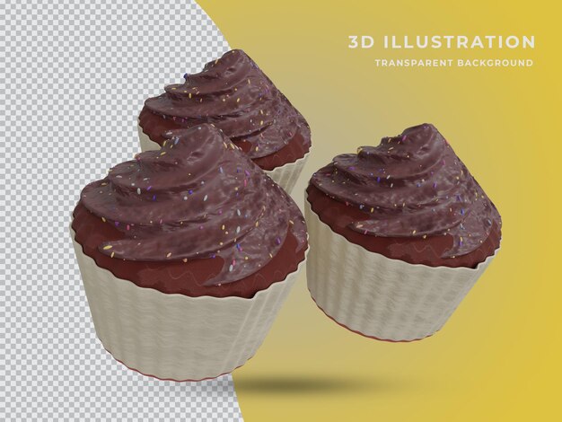 High quality 3d rendered three chocolate cake photo