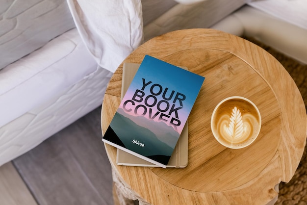 high quality book mockup in a coffee table