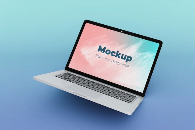 PSD high quality floating laptop mockup design template