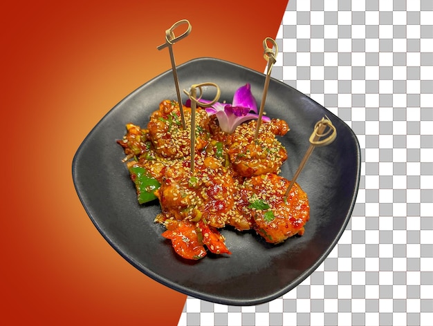 high quality garlic shrimp isolated on a transparent background