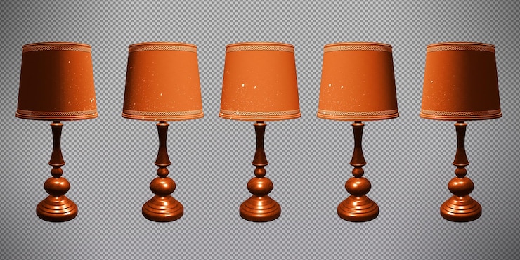 PSD high quality lamp 3d render different light