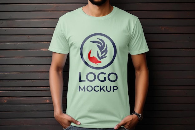 High Quality Light Green Tee Mockup with Copy Space