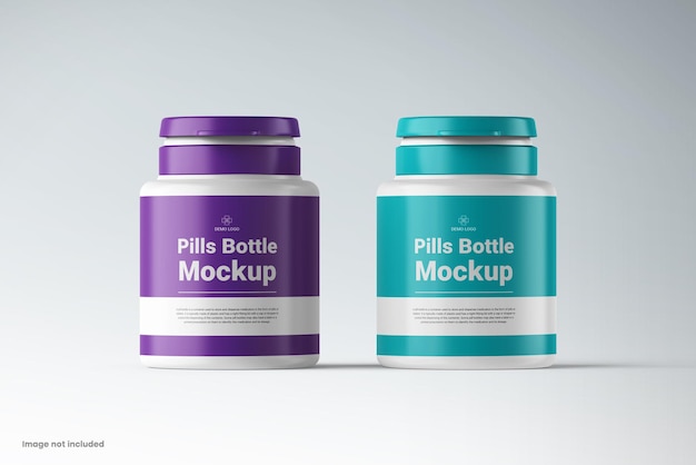 Flacone per pillole opaco di alta qualità e mockup psd in barattolo per il design di imballaggi farmaceutici