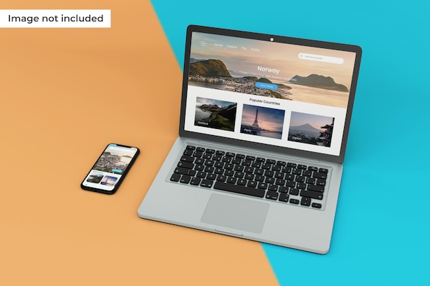 high quality mobile device and laptop screen mockup