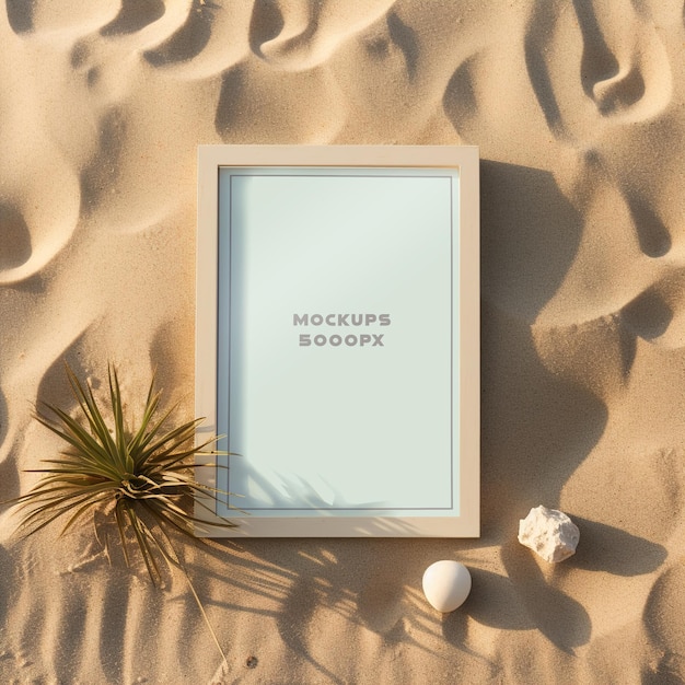 PSD high quality paper poster mockup on sand