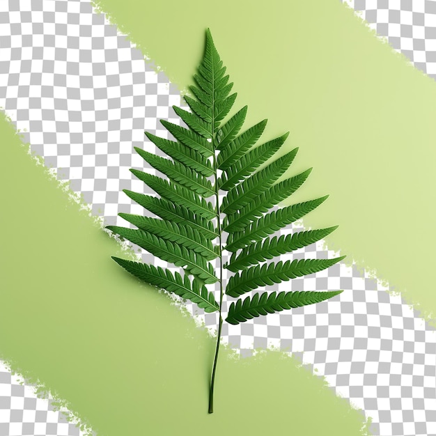 PSD high quality photo of a transparent background isolated green fern leaf