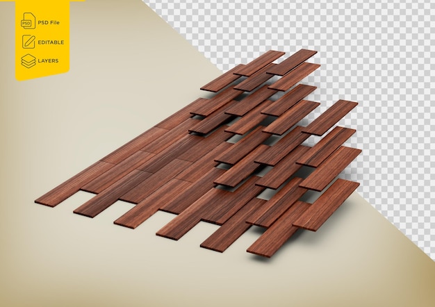 High Quality Seamless Realistic Brown Wooden Planks Isolated On White Background 3D Illustration