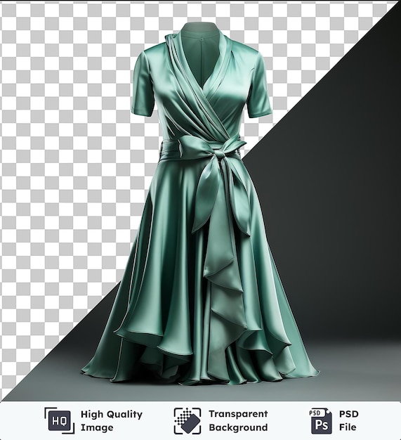 PSD 높은 품질의 투명한 psd 녹색 드레스를 입은 여성