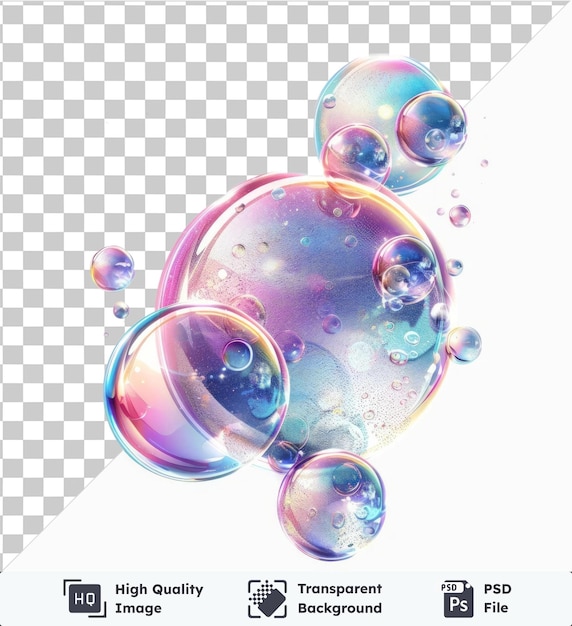 PSD high quality transparent psd abstract bubble bursts vector symbol soap iridescence in the air