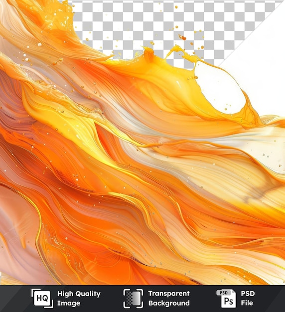 PSD Высококачественное прозрачное psd абстрактное расплавленное полоса векторный символ лавы оранжевый и желтый цвет брызгает в воздухе