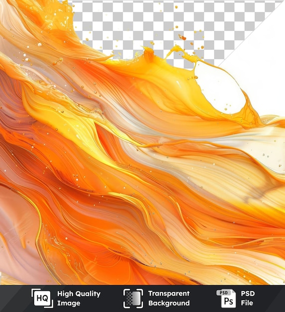 High quality transparent psd abstract molten streaks vector symbol lava orange and yellow color splashing in the air