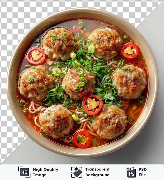 High quality transparent psd bowl of bakso for ramadan breaking fast