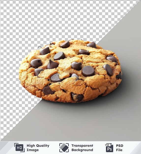 PSD high quality transparent psd chocolate chip cookie mockup featuring a brown cookie on the left