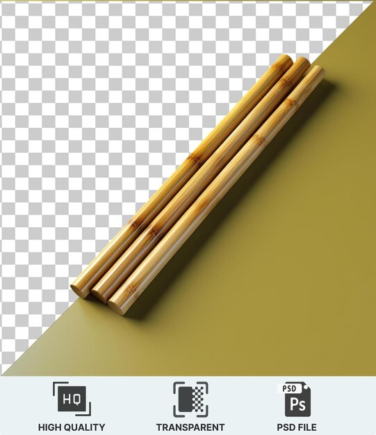 PSD high quality transparent psd chopsticks on a yellow background