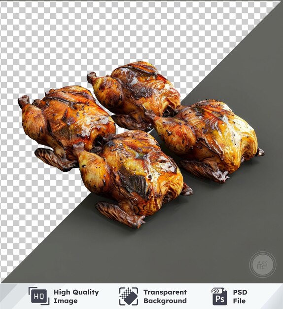 PSD high quality transparent psd collection set of whole grilled chickens png psd images