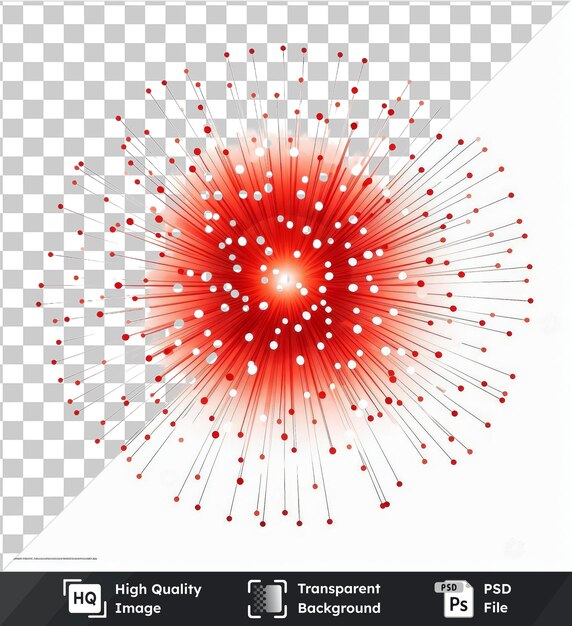 PSD high quality transparent psd firework sparkles vector symbol radiant red and white sparkles on a isolated background