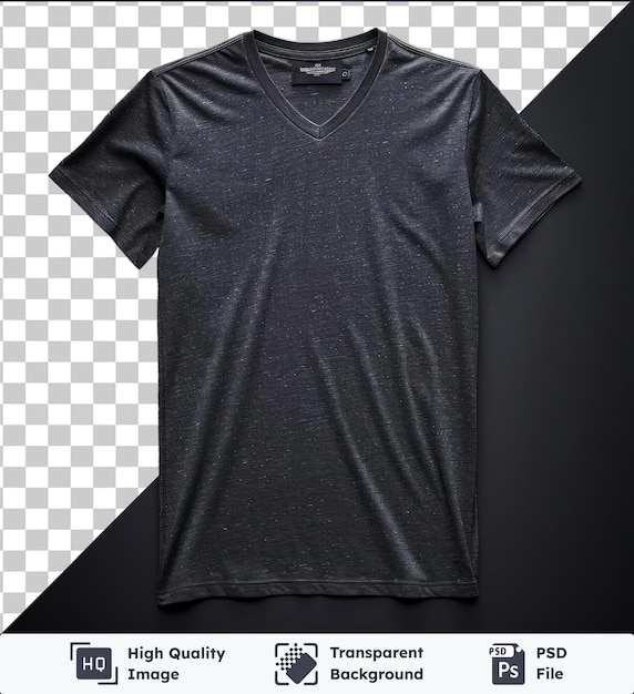 High quality transparent psd front view capture a premium t shirt gray technical materials fabric label
