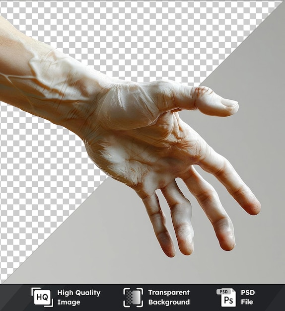 PSD 高品質の透明なpsd - オープン指の男性の手のモックアップ