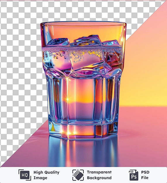 High quality transparent psd jigger like glasses with shiny reflections on a pink table against a pink wall