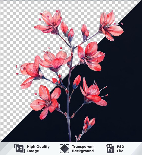 Qualità elevata trasparente psd zampa di canguro fiori clipart e foglie elementi floreali dipinti