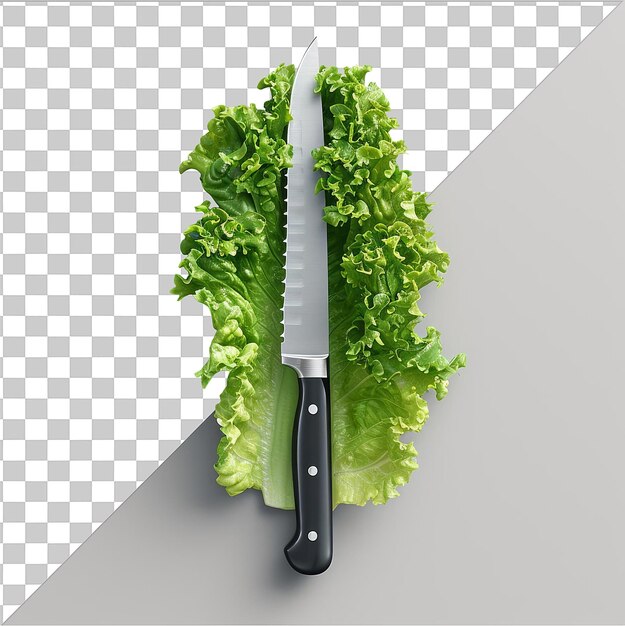 PSD high quality transparent psd lettuce knife a cutting board with a sharp blade and black handle