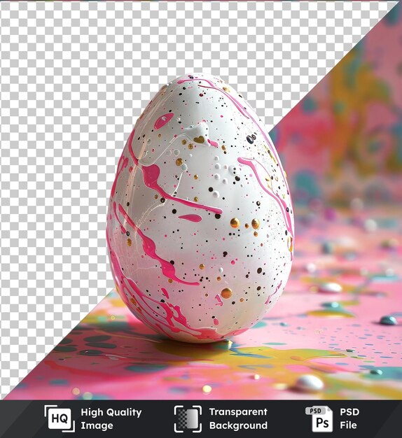 PSD high quality transparent psd mockup of an easter egg in colorful splashes