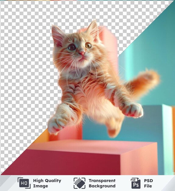 PSD 고품질의 투명한 psd 모형의 점핑 고양이와 독특한 특징