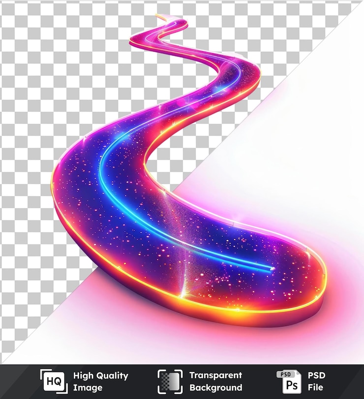 PSD high quality transparent psd neon vector trails symbol light streak on a isolated background