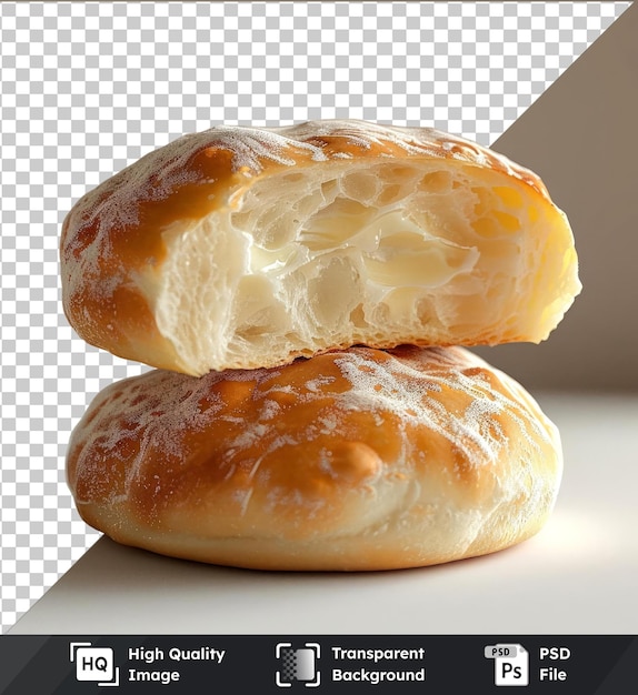 PSD high quality transparent psd of pao de queijo pastry with dark shadow on white wall background