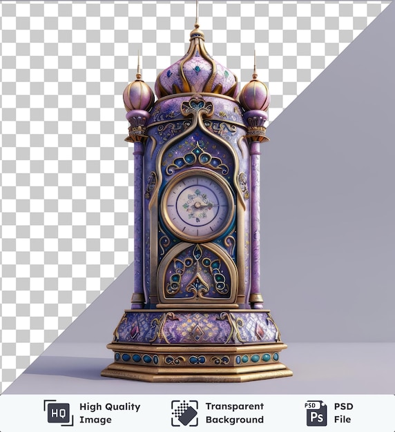 High quality transparent psd ramadan countdown calendar featuring a white clock against a gray and white sky with a dark shadow in the foreground
