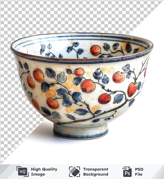 PSD high quality transparent psd vintage ceramic bowl isolated on transparent background