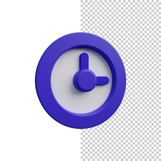High Resolution 3D Clock Icon in Transparent Background