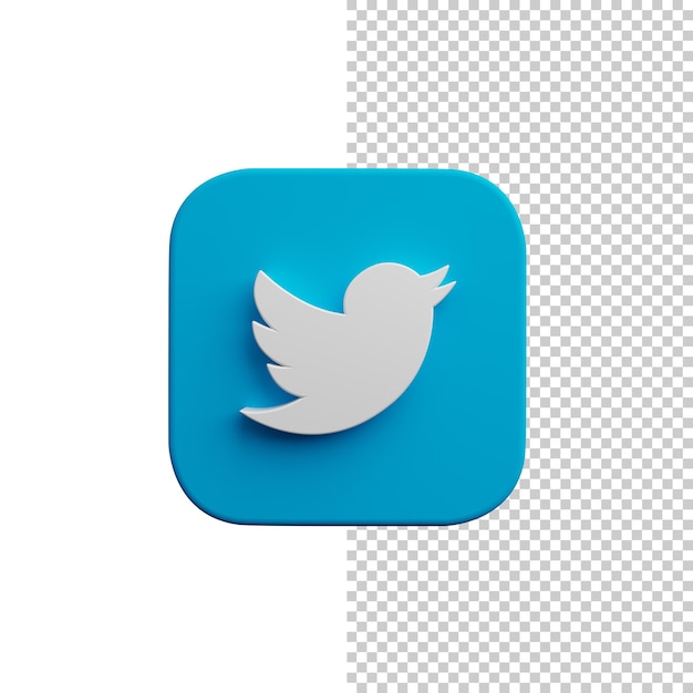 High Resolution 3D Rendered Twitter Icon in Transparent Background