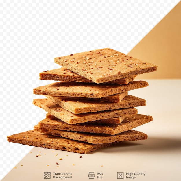 PSD high resolution image of isolated wholegrain crispbread on transparent background