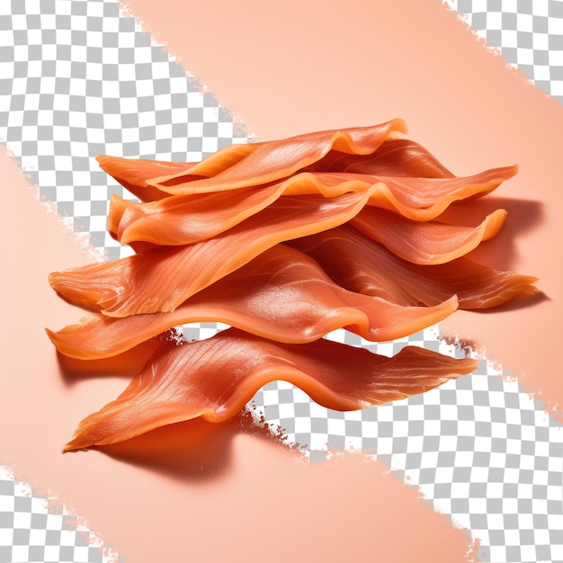 PSD high resolution image of smoked salmon strips on transparent background