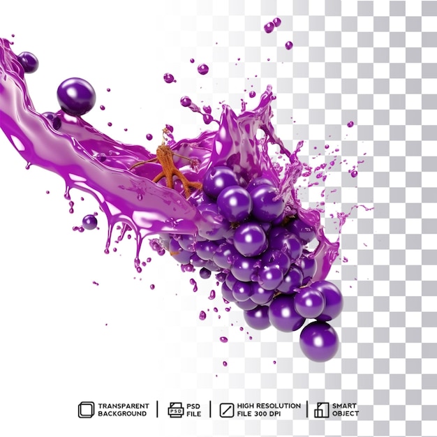 High resolution psd purple grape splash swirl with dynamic flow