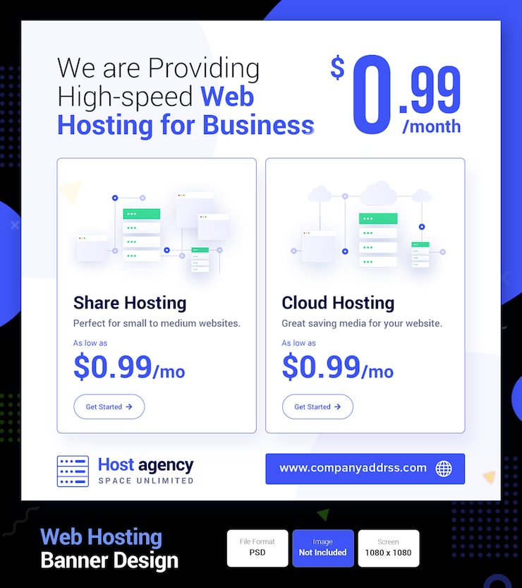PSD high speed web hosting banner 