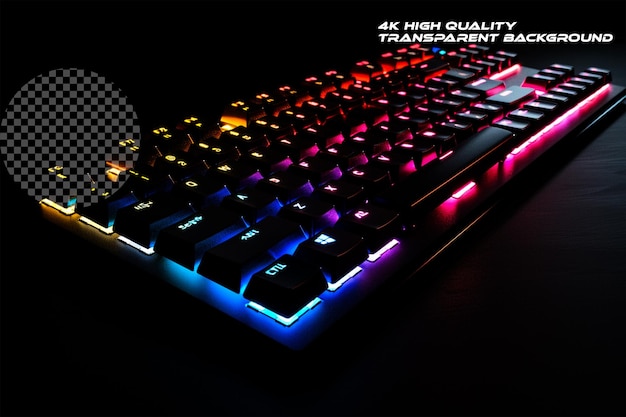 PSD the high tech elegance of an illuminated keyboard on transparent background