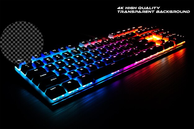 PSD the high tech elegance of an illuminated keyboard on transparent background