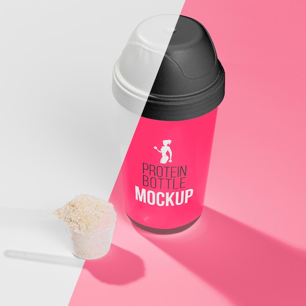 PSD high view bottle of protein powder mock-up