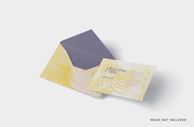 High view of invite card placed on the envelope mockup