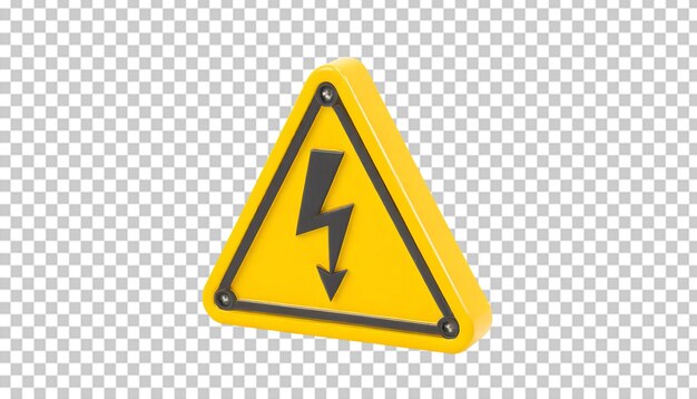 High voltage sign isolated on transparent background 3d illustration warning symbol