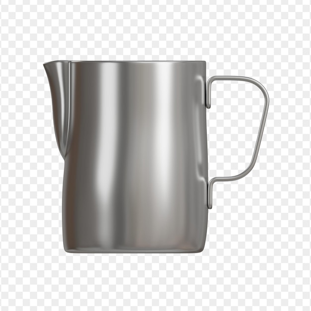 highdetail 3d illustration of a classic barista milk frothing jug in polished stainless steel