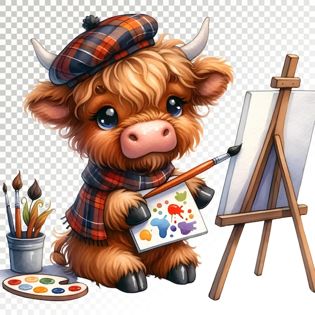 Highland koe leuke activiteit waterverf clipart of speelse koe clipart