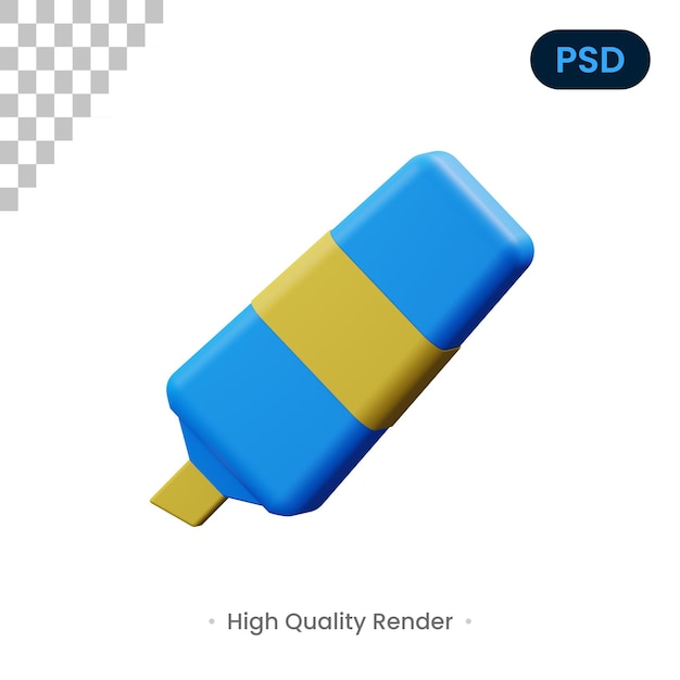 PSD 蛍光ペン3dレンダリングイラストプレミアムpsd