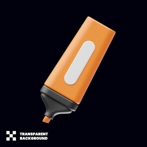 PSD highlighter marker pen icon in minimalist 3d render