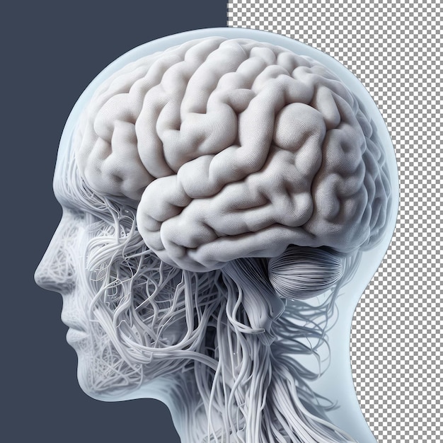 PSD highly detailed 3d rendering of human brain png