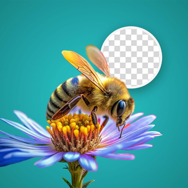 PSD highly detailed macro image of a bee isolated