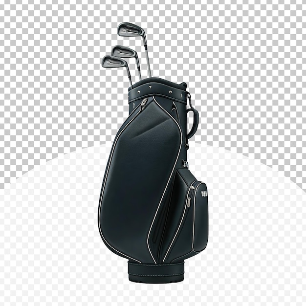 HighQuality Black Golf Bag with Clubs on Transparent Background