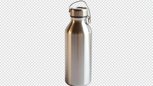 白い背景に隔離された高品質のステンレス鋼の水ボトル 屋外活動と日々の水分補給に最適です
